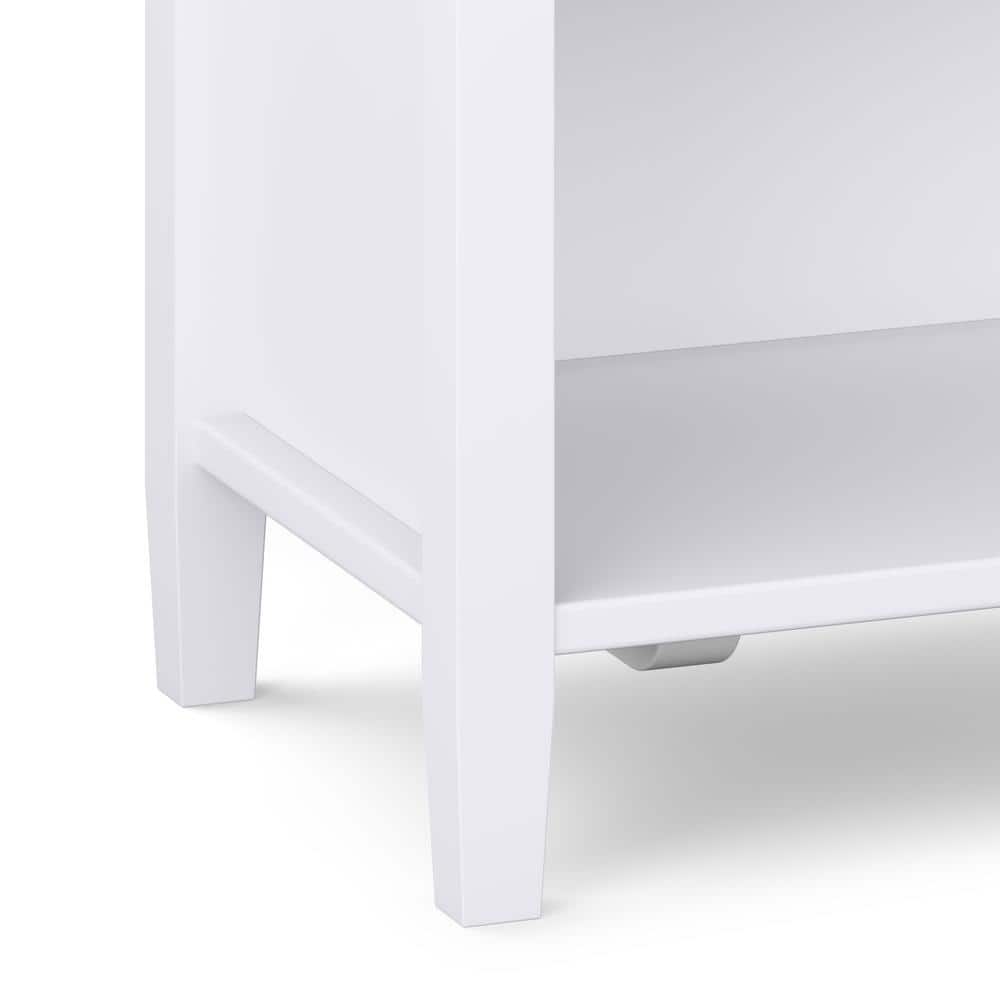 White Solid Wood 2-Drawer Bedside Nightstand