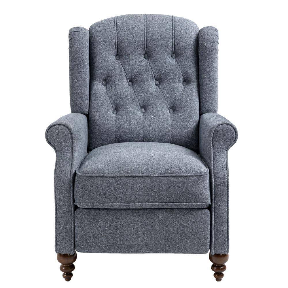 Boyel Living 34 in. W Blue Elegant Nailhead Tufted Recliner, Push Back