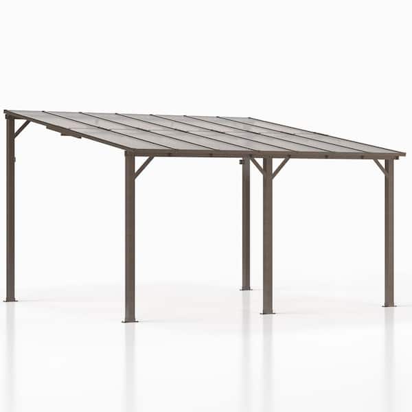 14 ft. W x 10 ft. D Hardtop Wall-Mounted Gazebo with a Sleek Lean-to Design Perfect for Patios Decks and Backyards