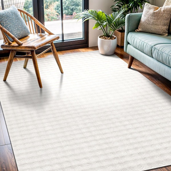 CloudSoft White 8 ft. x 10 ft. Non Slip Rubber Back Polyester Solid Indoor Area Rug