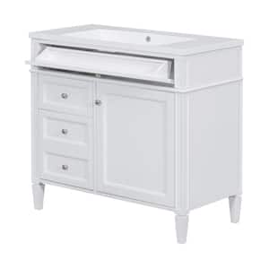 36 in. W x 18 in. D x 33 in. H Single Sink Freestanding Bath Vanity in White with White Cultured Marble Top