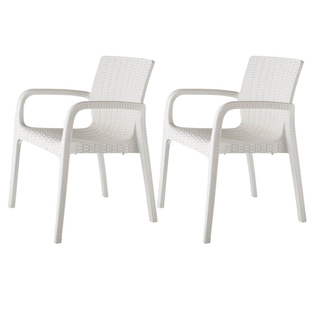 Lagoon Koppla White Stackable Plastic Outdoor Dining Chair (2Pack) 7027W8SSLGS The Home Depot