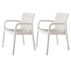 Koppla White Stackable Plastic Outdoor Dining Chair (2-Pack)