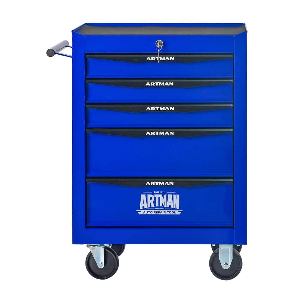 Rolling Metal Tool Chest with 5 Drawers, Steel Tool Storage Box