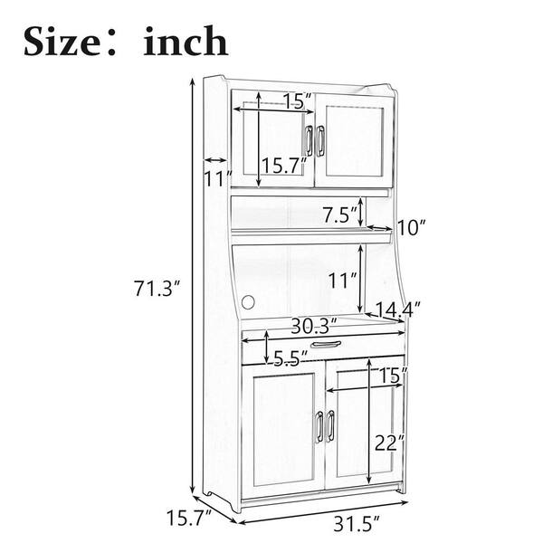 URTR Antique White Wood 31.5 in. Kitchen Food Pantry Cabinet with Glass  Doors and Adjustable Shelves, Tall Storage Cabinet T-02020-A - The Home  Depot