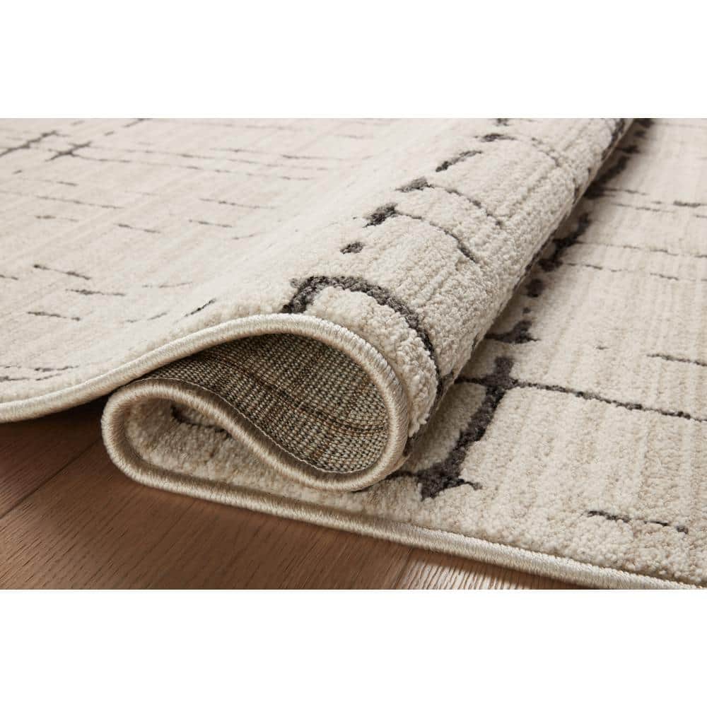 Darby Gray and Sand Hand-Knotted Synthetic Rectangular Rug, 9'-2" x 13'