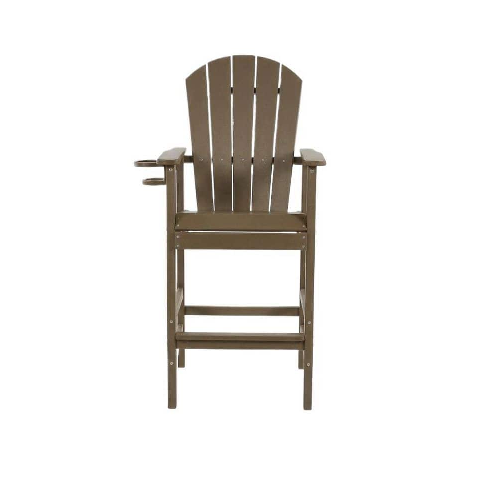 Antique Brown HDPE Plastic Outdoor Bar Stool with Cup Holder and Armrests price history on PriceWatchPro