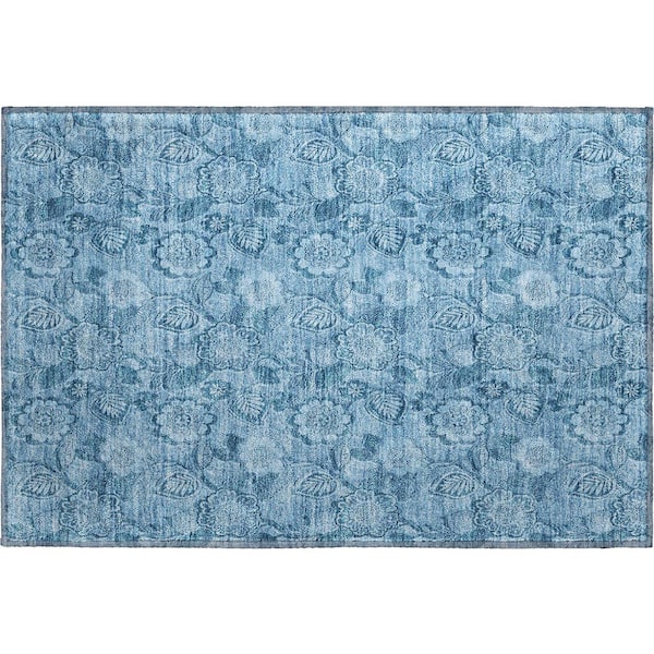 Mayfield Premium Machine Washable Abstract AMF1939 Blue 2 ft. x 3 ft. Accent Rug
