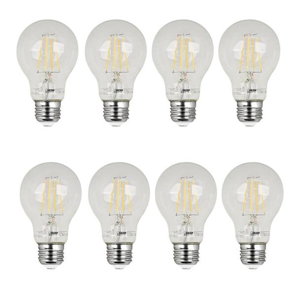 Feit Electric 60W Equivalent Soft White (2700K) A19 Filament LED Clear Glass Light Bulb (8-Pack)