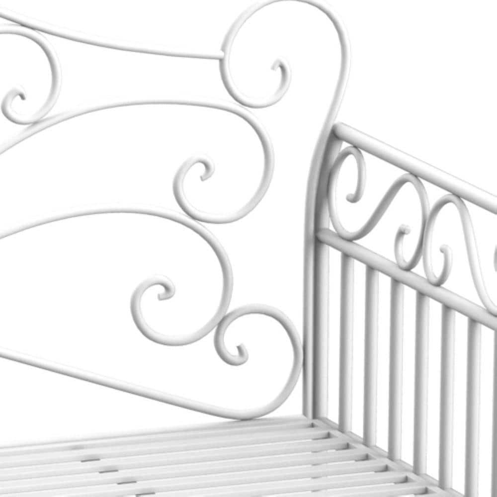 Cream White 43" Iron Two-Seater Garden Bench