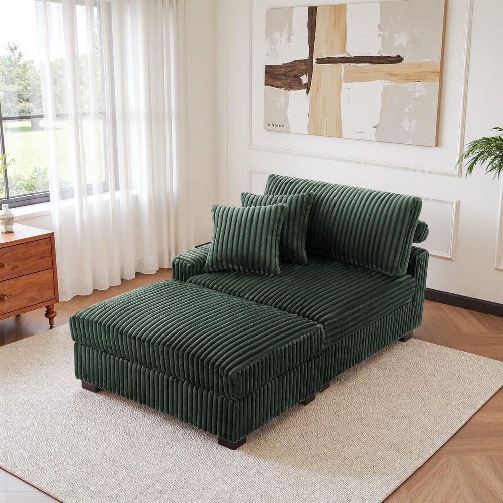 Uixe Modern Green Faux Rabbit Fur Fabric Polyester 2-Piece Left Arm ...