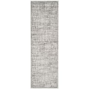 Adirondack Silver/Ivory 3 ft. x 12 ft. Abstract Runner Rug