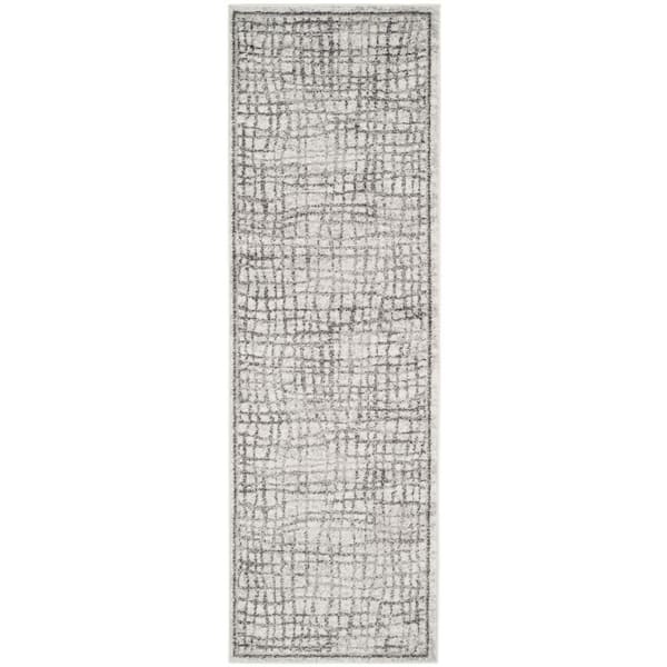 SAFAVIEH Adirondack Silver/Ivory 3 ft. x 12 ft. Abstract Runner Rug