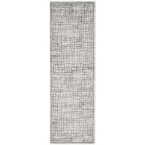 Adirondack Silver/Ivory 3 ft. x 8 ft. Abstract Runner Rug