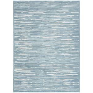 Casual Blue 4 ft. x 6 ft. Abstract Contemporary Area Rug