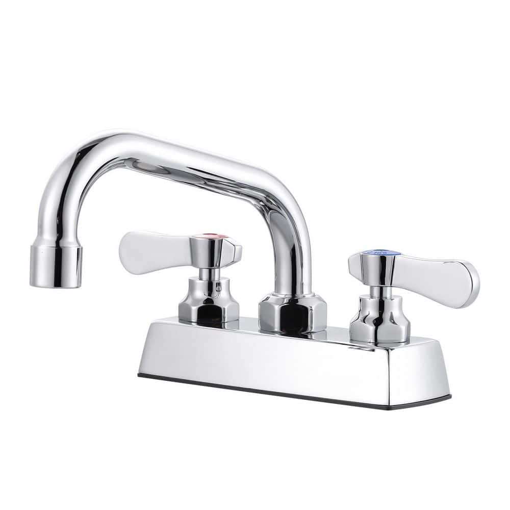Commercial Faucet with 6 in. Swivel Spout, Double Handle Deck Mount Standard Kitchen Faucet in Polished Chrome price history on PriceWatchPro