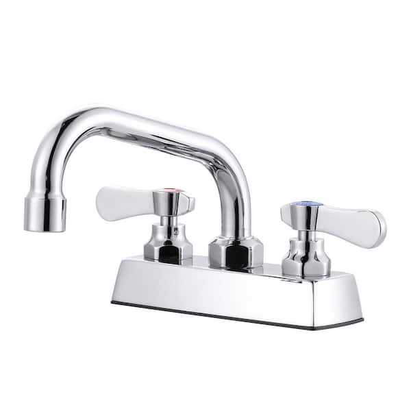 Commercial Faucet with 6 in. Swivel Spout, Double Handle Deck Mount Standard Kitchen Faucet in Polished Chrome