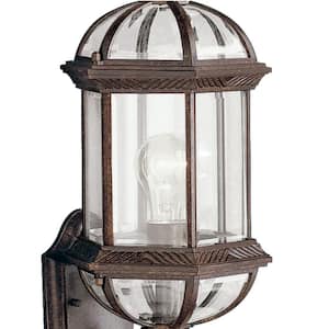 Barrie 21.75 in. 1-Light Tannery Bronze Outdoor Hardwired Wall Lantern Sconce with No Bulbs Included (1-Pack)