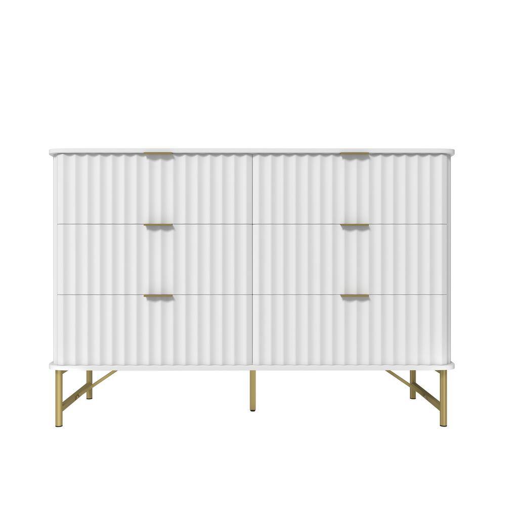 White 31.5 in. H Storage Cabinet with 6 - Drawer
