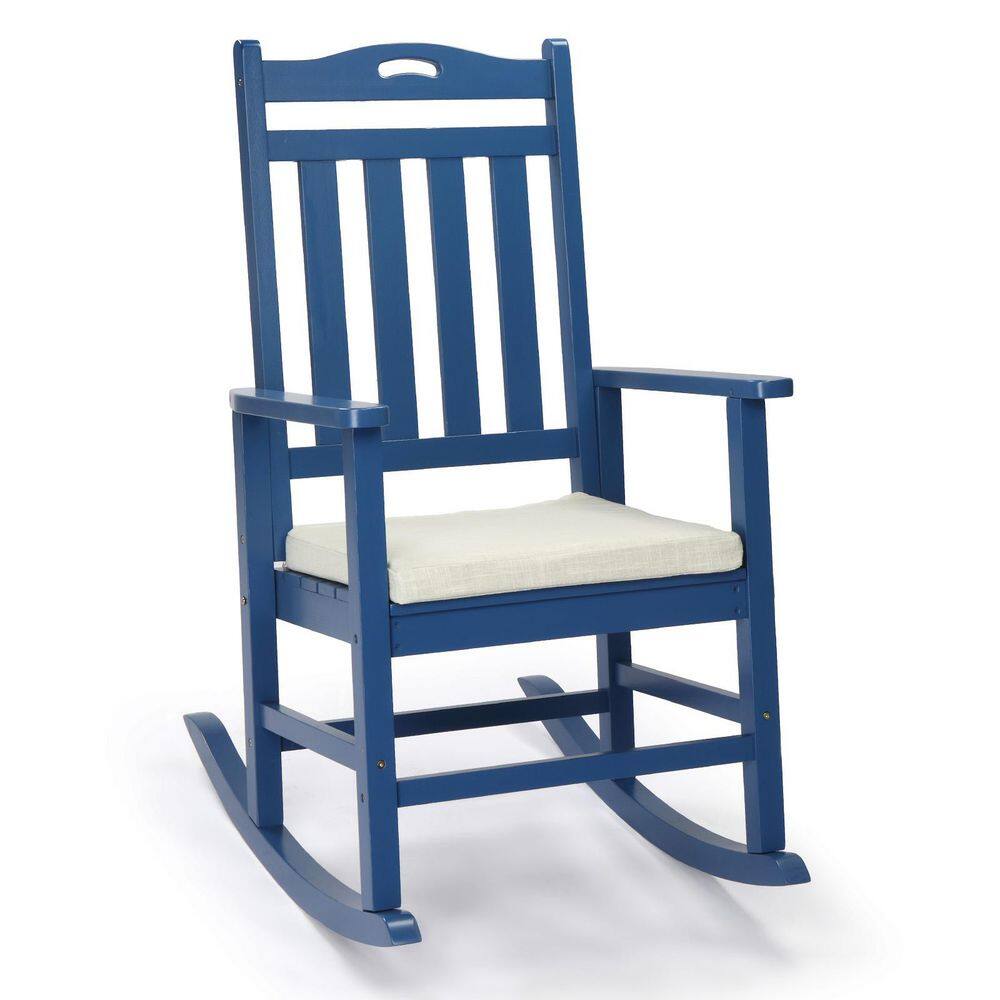 Blue Solid Wood Outdoor Rocking Chair with Off-white Cushion price history on PriceWatchPro
