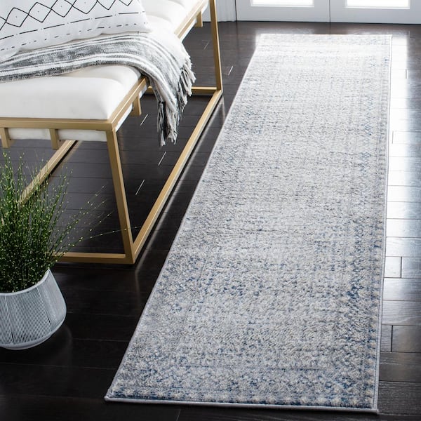 Brentwood 2 ft. x 6 ft. Ivory/Light Gray Multi-Border Geometric Runner Rug