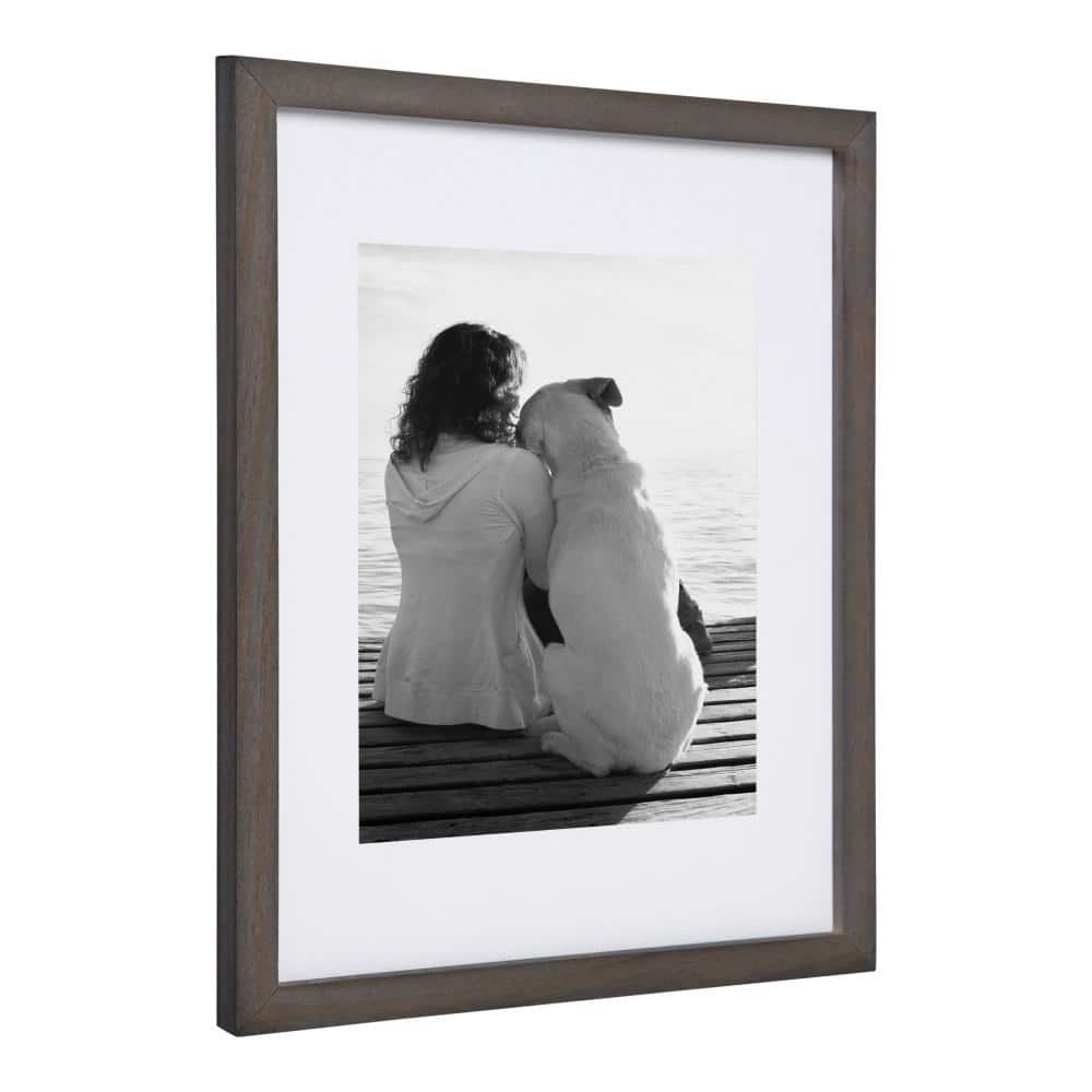 Gray Wood Wall Frame Set with White Mat, 11x14 matted to 8x10, Pack of 4