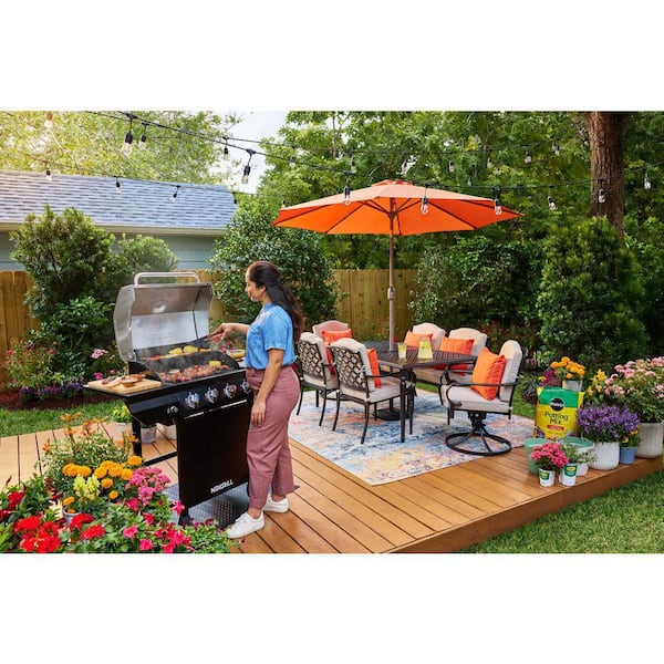 Hampton Bay Laurel Oaks 7-Piece Dark Brown Steel Outdoor Patio