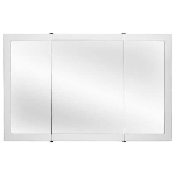 Design House Concord 48 in. W x 30 in. H Surface Mount Tri-View White Gloss Medicine Cabinet with Mirror