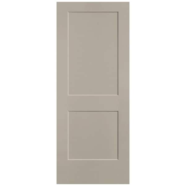 Masonite 32 in. x 80 in. 2-Panel Logan Single Bore Solid Core Smoked Tan Molded Composite Interior Door Slab