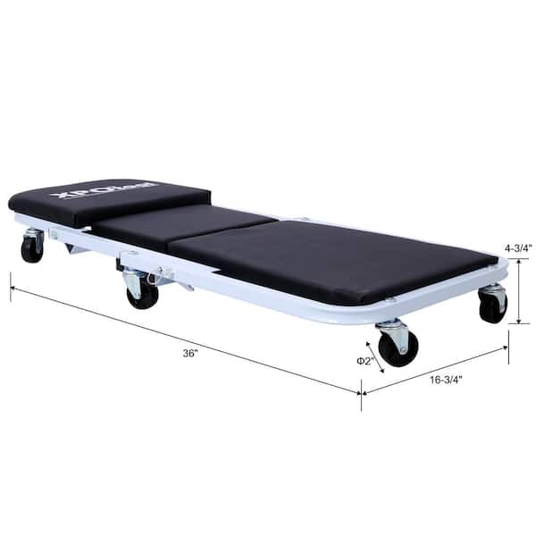 Huluwat Black 36 in. Z Creeper Cart, 2 in 1 Mechanic Creeper with