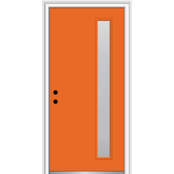 MMI Door 36 in. x 80 in. Viola Right-Hand Inswing 1-Lite Frosted Glass Painted Fiberglass Prehung Front Door on 4-9/16 in. Frame