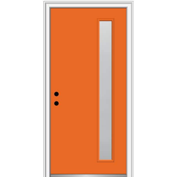 MMI DOOR 32 in. x 80 in. Viola Right-Hand Inswing 1-Lite Frosted Glass Painted Steel Prehung Front Door on 6-9/16 in. Frame