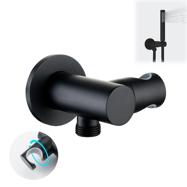 Adjustable Round Wall-Mount Hand Shower Holder in Matte Black
