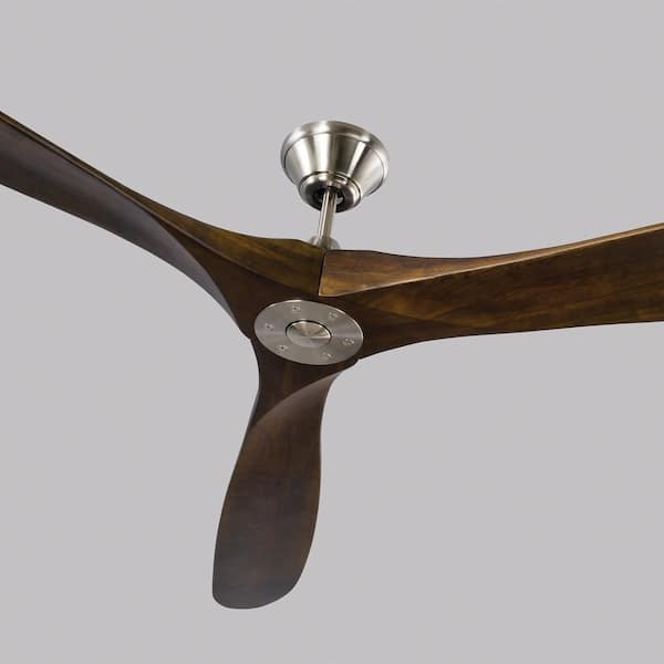 Maverick Super Max 88 in. Modern Indoor/Outdoor Brushed Steel Ceiling Fan with Dark Walnut Blades and Remote Control