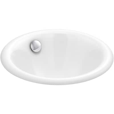 Iron Plains Round 12 in. Drop-In/Under-Mount Cast Iron Bathroom Sink in White
