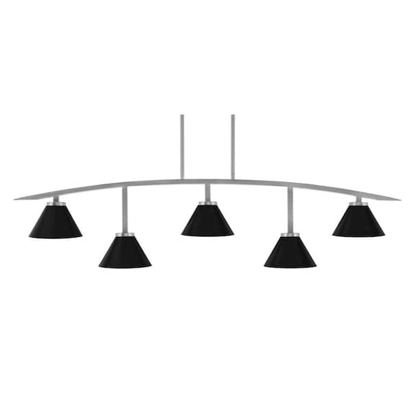 Unbranded Siena 51.25 in. 5-Light Graphite Chandelier with 7 in. Matte Black Cone Metal Shades no bulbs included