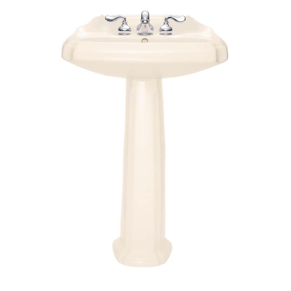 Antiquity Pedestal Combo Bathroom Sink in Linen with 4 in. Faucet Centers