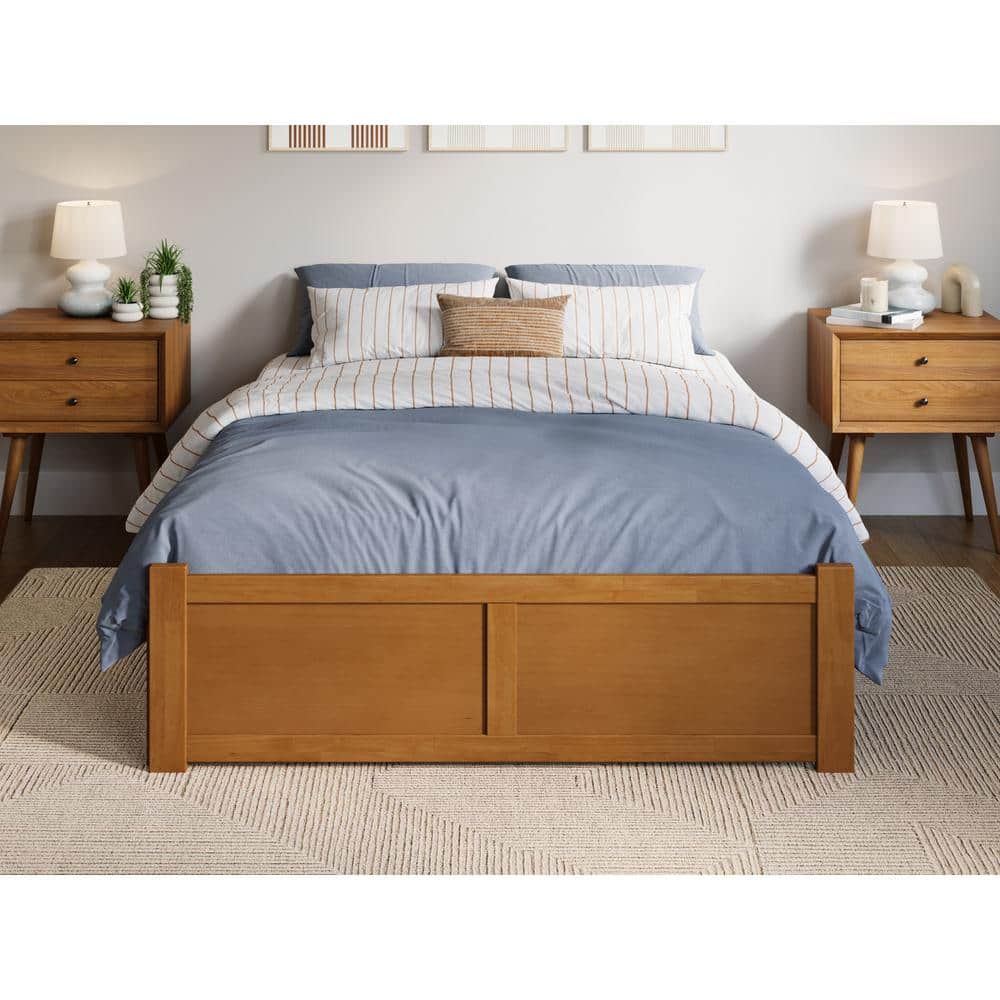 Light Toffee Full Wood Platform Bed with Slats