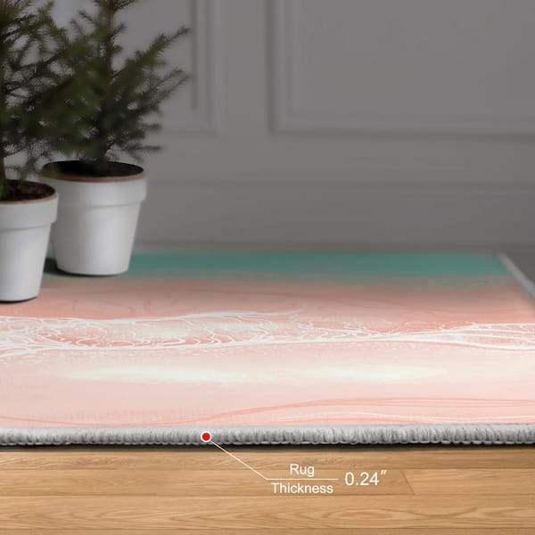 Multi-Colored 5 ft. x 8 ft. Ethereal Shore Washable Art Area Rug