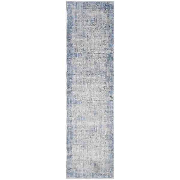 Nourison Modern Abstract Blue Grey 2 ft. x 8 ft. Abstract Contemporary Runner Area Rug