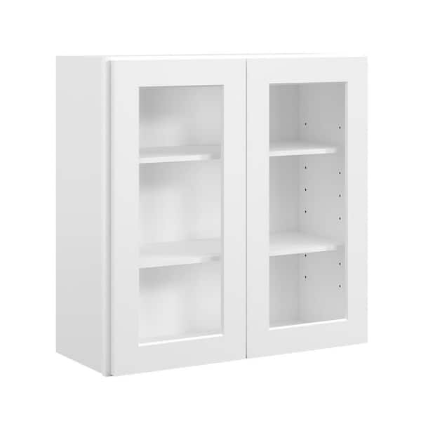 30 in. W x 12 in. D x 30 in. H in Shaker White Plywood Ready to Assemble Wall Cabinets with Shelf without Glass