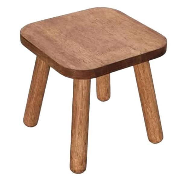 Solid Wood Step Stool Small Square Sitting Stool with Detachable Legs for Kitchen Bathroom Living Room 9.32 in.