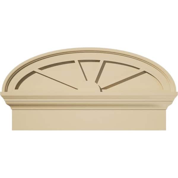 24-in. W x 12-7/8-in. H x 2-3/4-in. P Elliptical 4 Spoke Signature Urethane Combination Pediment, Primed Tan