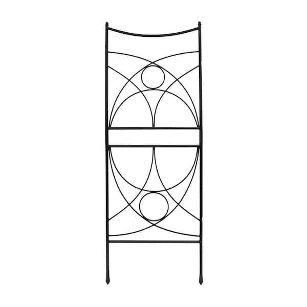 86.25 in. H Black Powdercoated Wrought Iron Outdoor Garden Aurora Trellis