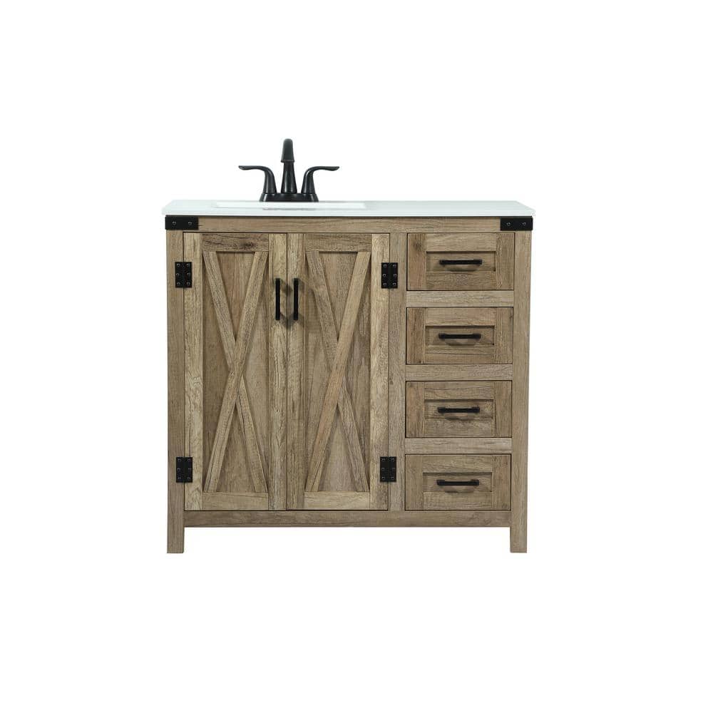 Simply Living 36 in. W x 19 in. D x 34 in. H Bath Vanity in Natural Oak wit
