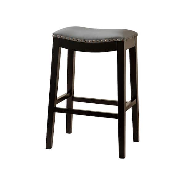 Unbranded Chapin Bonded Leather Saddle Bar Stool, Grey