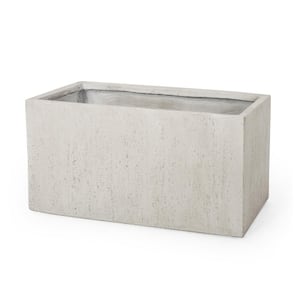 Fardeen Large White Lightweight Concrete Outdoor Rectangular Floor Planter