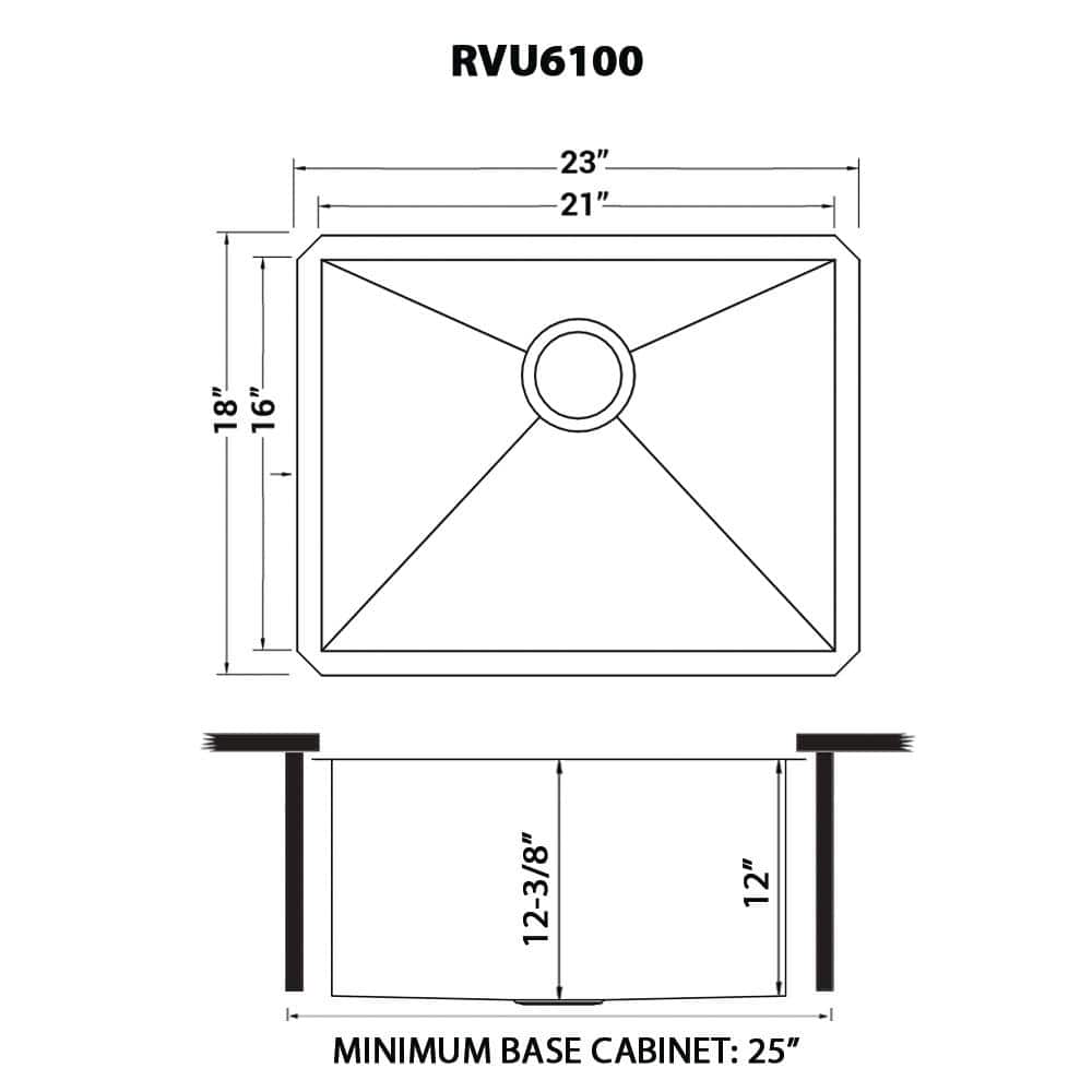 Ruvati 23" x 18" Stainless Steel Undermount Utility Sink