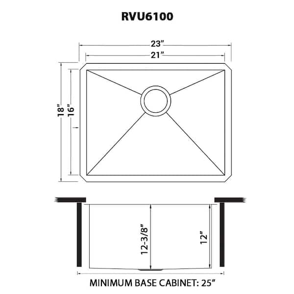 Ruvati 23-in x 18-in Stainless Steel Undermount Laundry Sink