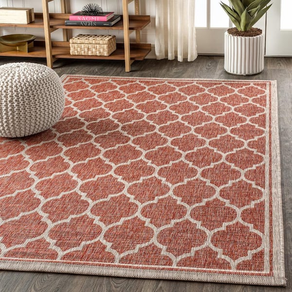 JONATHAN Y Trebol Moroccan Trellis Red/Beige 7 ft. 9 in. x 10 ft